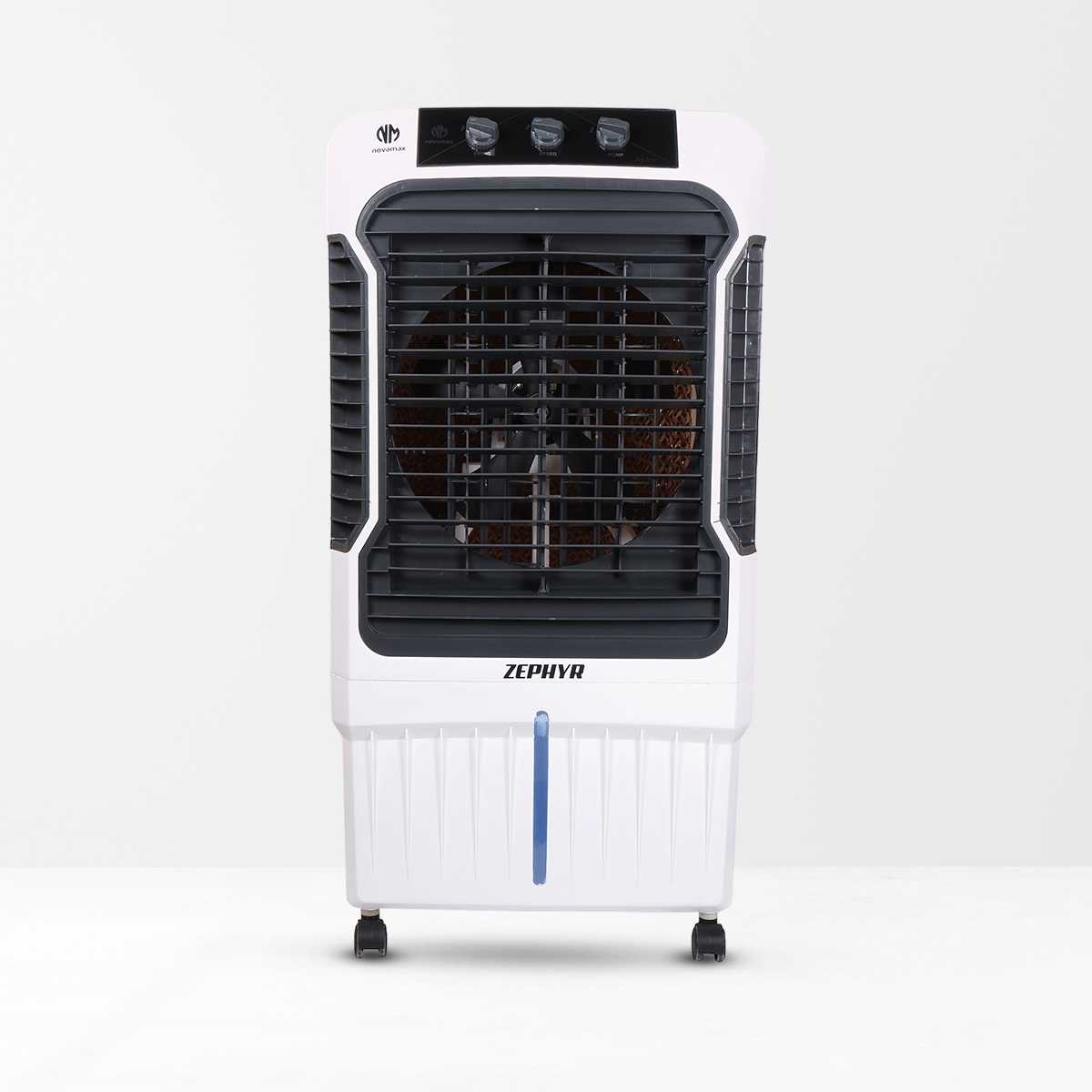 Novamax Zephyr 90 L Desert Air Cooler For Home/Office With 3-Side High Density Honeycomb Cooling Pads, Auto Swing, 4-Way Air Deflection & 3-Speed Control Technology (Black)
