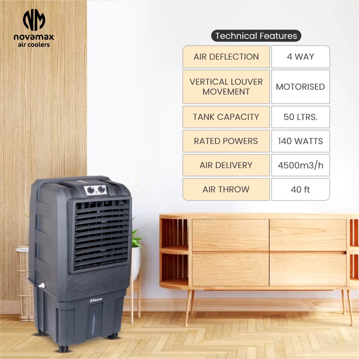 Novamax 40 L Commercial Air Cooler Grey Blaze with
