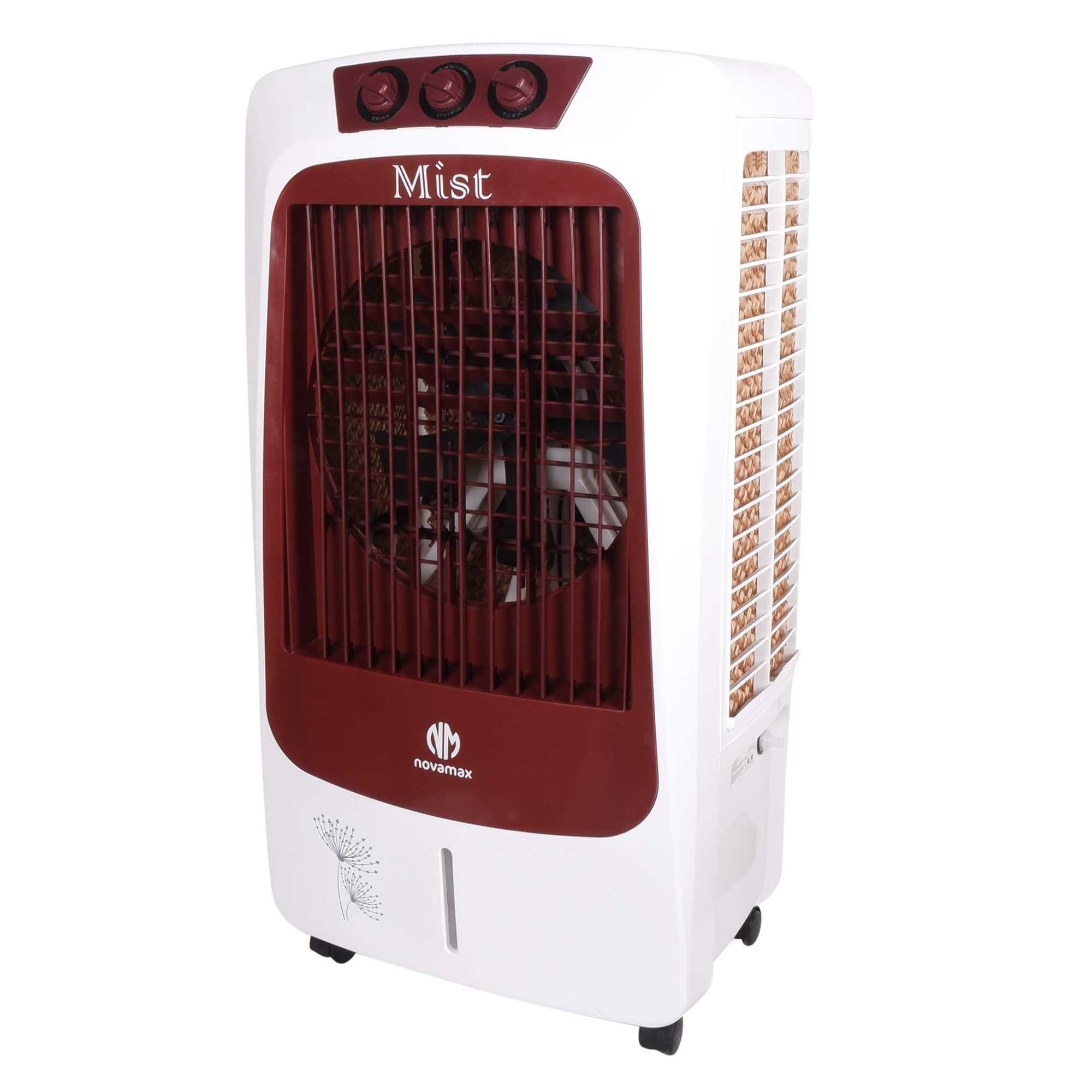 Novamax Mist 75 L Desert Air Cooler With High Density Honeycomb Cooling Pads, Auto Swing Technology, Powerful Air Throw, With Low Power Consumption (Burgundy)