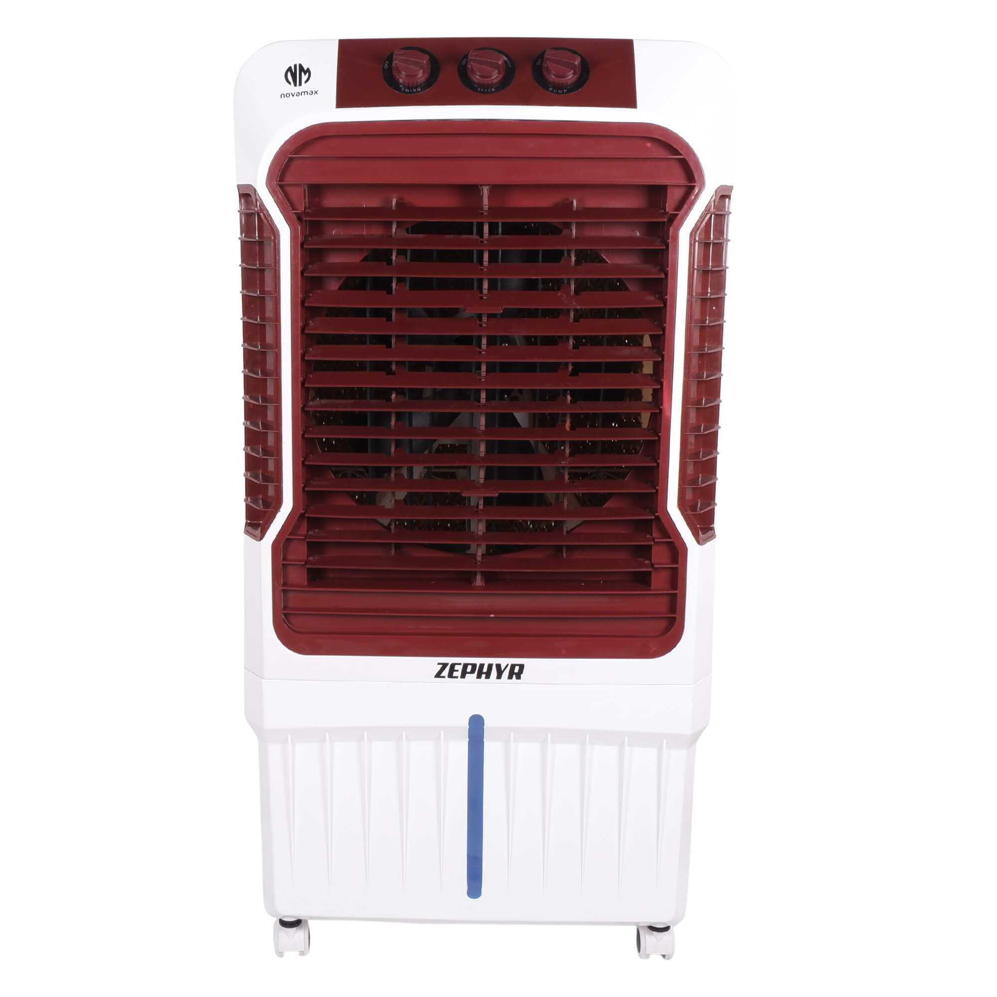 novamax 90 L Desert Air Cooler  (White, Burgundy, Zephyr 90 L Desert Air Cooler With Honeycomb Cooling & Auto Swing Technology)