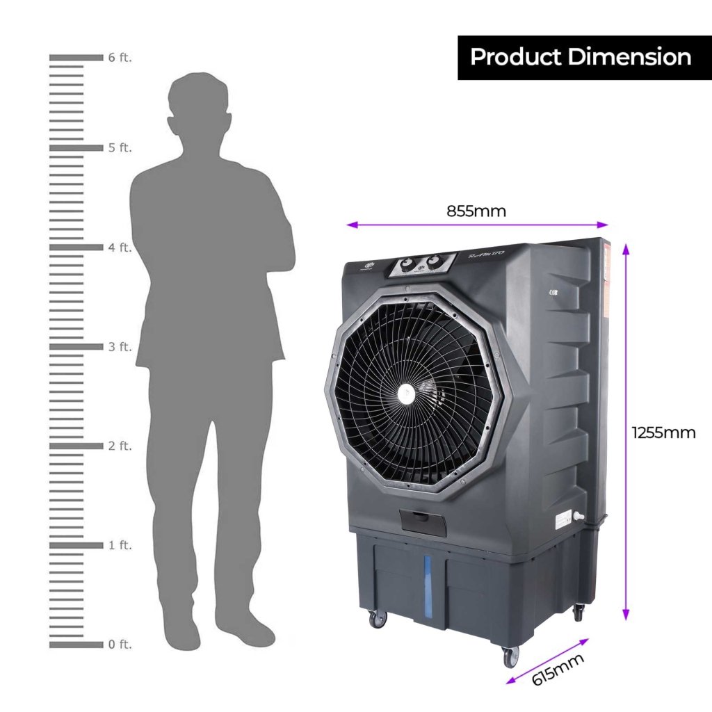 Novamax Rambo 100 L Commercial Air Cooler (Grey , Rambo with Honeycomb Cooling Technology) — view 5
