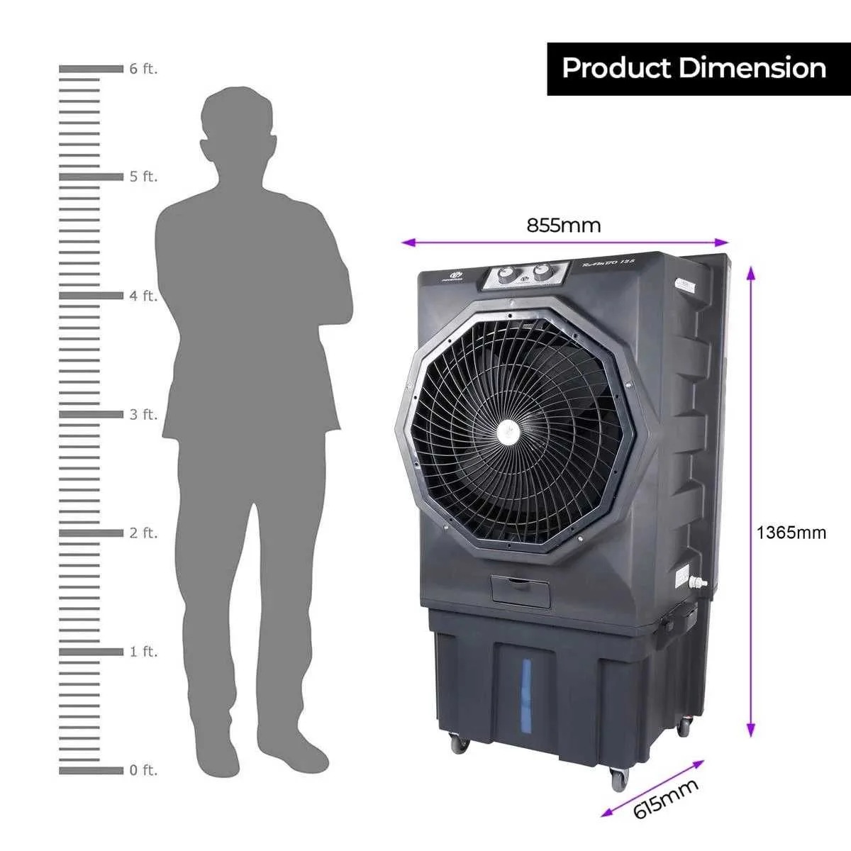 Novamax RAMBO 125 L Commercial Air Cooler (Grey, Rambo With Honeycomb Cooling Technology) — view 2