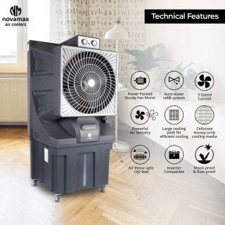 NOVAMAX GLOSTER 150 L Commercial Air Cooler (Grey, With Powerful Air Throw, Honeycomb Cooling) — view 3