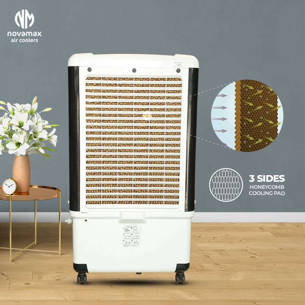 Novamax Whiff 100 L Heavy Duty Desert Air Cooler With 3-Side Honeycomb Cooling Pads, Auto Swing Technology, Powerful Air Throw, With Low Power Consumption (Black) — view 6