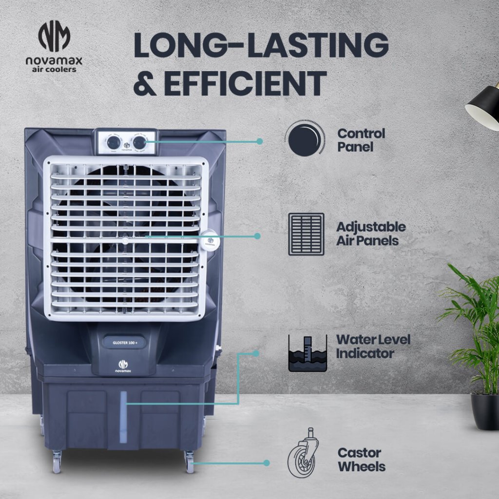 GLOSTER 100 Plus (Grey, Gloster 100 L Desert Air Cooler With Powerful Air Throw, Honeycomb Cooling & Auto Swing Technology) — view 6