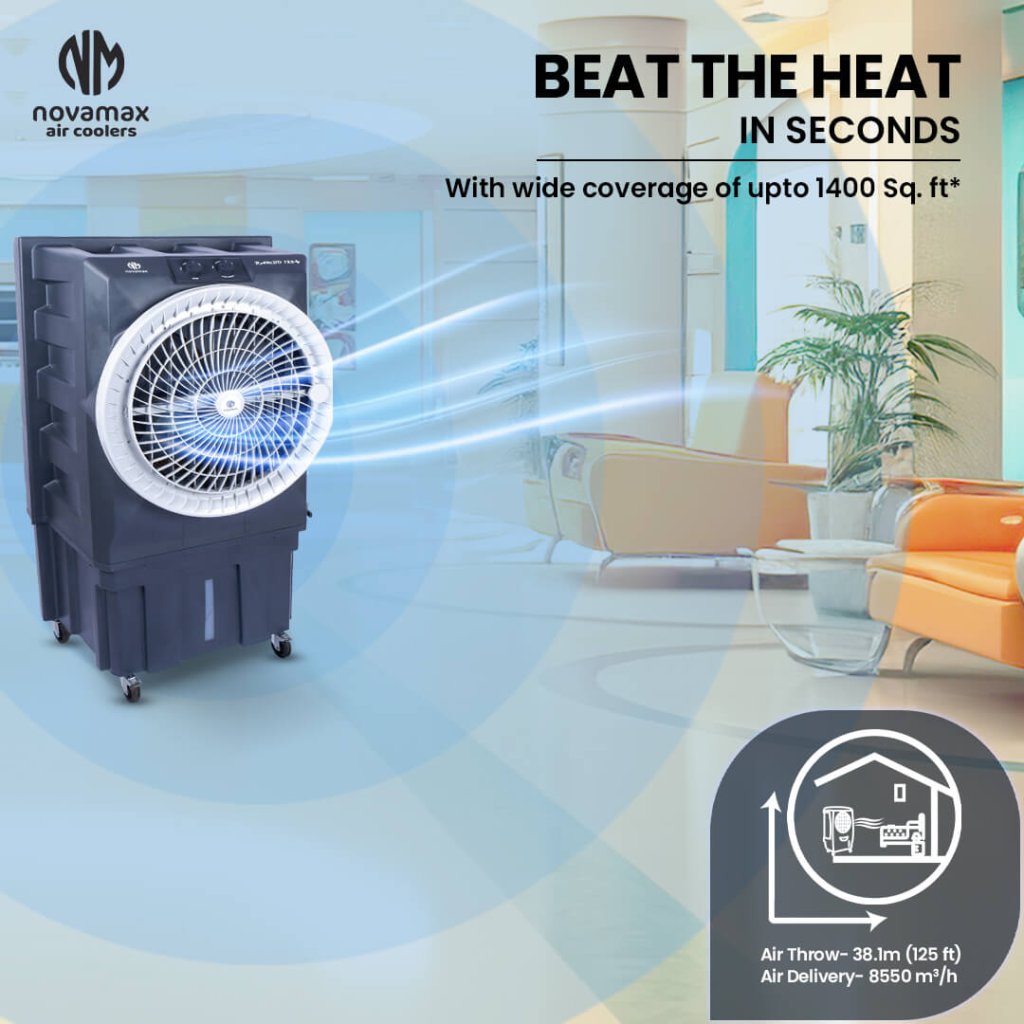 Rambo 125 Plus (Grey, Rambo 125 Ltr Plus Air Cooler With Honeycomb Cooling & Auto Swing Technology) — view 6