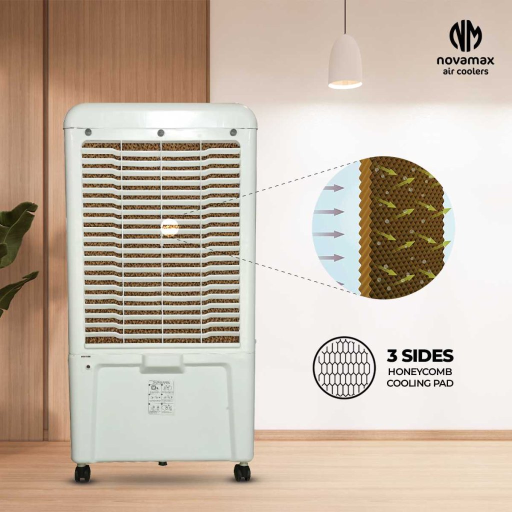 Novamax Aeon 85 L Heavy Duty Portable Desert Air Cooler With Anti-Bacterial Honeycomb Cooling Pads, Auto Swing With 3-Speed Control & Auto Water Refill Technology (Black) — view 6