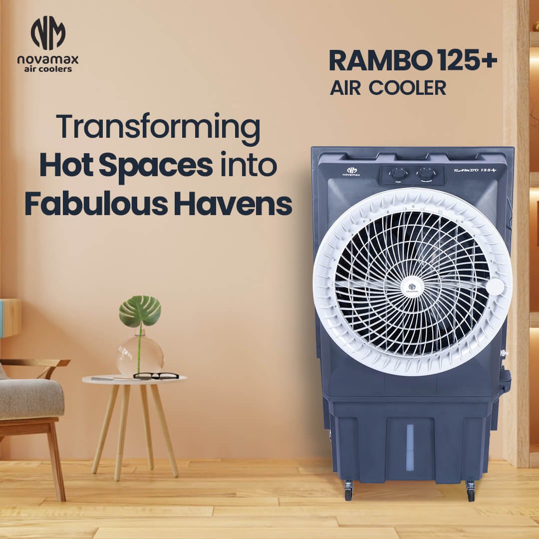 Rambo 125 Plus (Grey, Rambo 125 Ltr Plus Air Cooler With Honeycomb Cooling & Auto Swing Technology) — view 2