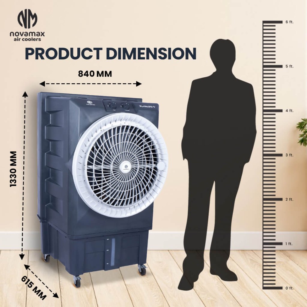 Rambo 100 Plus (Grey, Rambo 100L Air Cooler With Honeycomb Cooling & Auto Swing Technology) — view 9