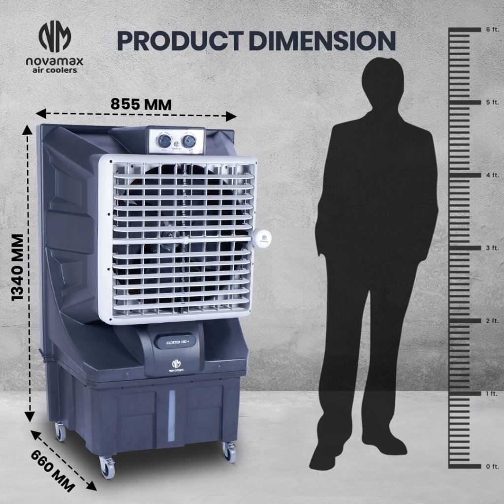 GLOSTER 100 Plus (Grey, Gloster 100 L Desert Air Cooler With Powerful Air Throw, Honeycomb Cooling & Auto Swing Technology) — view 8