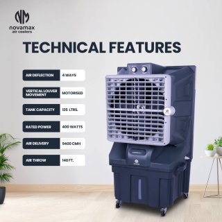 GLOSTER 125 Plus (Grey, Gloster 125 L Air Cooler With Powerful Air Throw, Honeycomb Cooling & Auto Swing Technology) — view 4