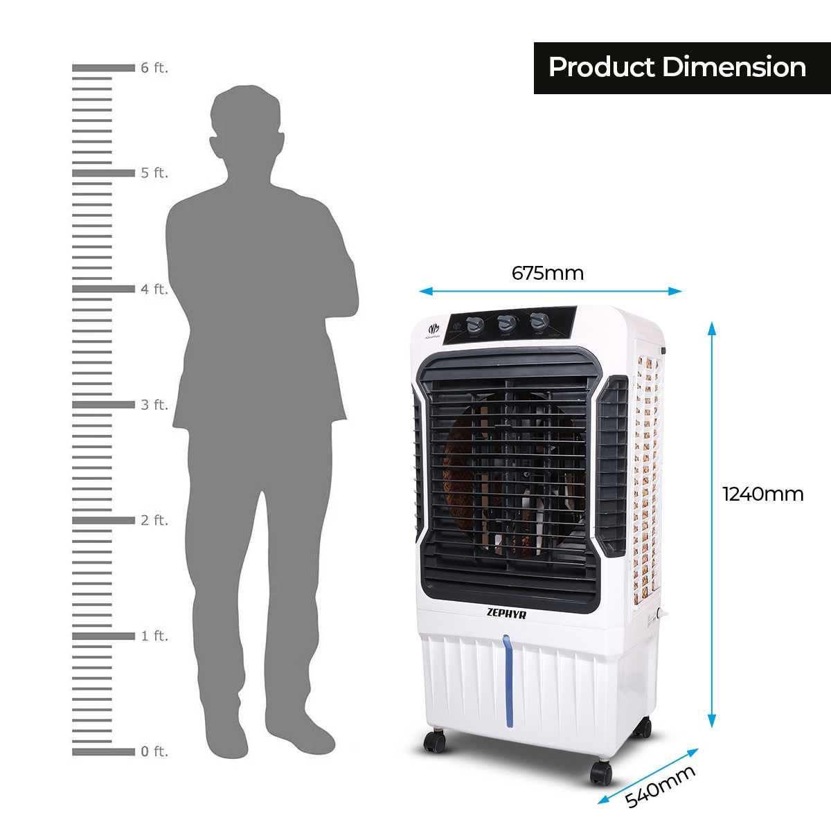 Novamax Zephyr 90 L Desert Air Cooler For Home/Office With 3-Side High Density Honeycomb Cooling Pads, Auto Swing, 4-Way Air Deflection & 3-Speed Control Technology (Black) — view 7
