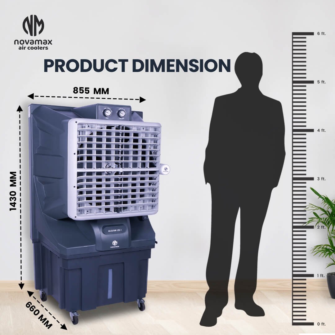 GLOSTER 125 Plus (Grey, Gloster 125 L Air Cooler With Powerful Air Throw, Honeycomb Cooling & Auto Swing Technology) — view 8