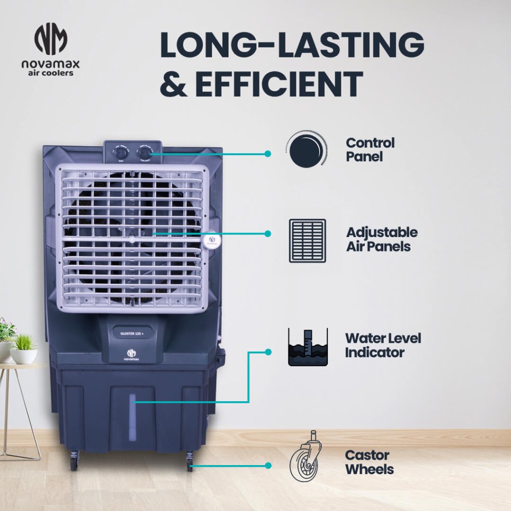 GLOSTER 125 Plus (Grey, Gloster 125 L Air Cooler With Powerful Air Throw, Honeycomb Cooling & Auto Swing Technology) — view 5