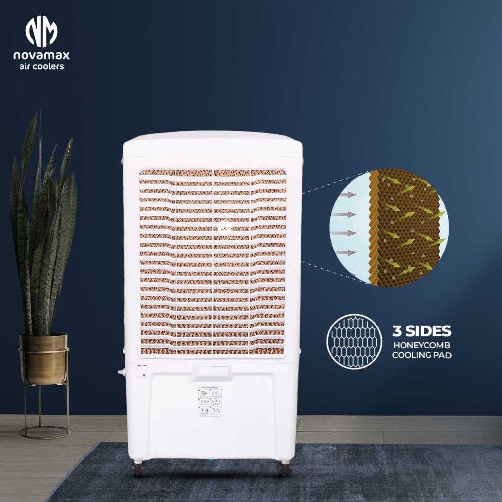 Novamax Iceland 90 L Desert Air Cooler with Ice Chamber, 3-Side Honeycomb Cooling Pads, Powerful Air Throw, 4-Way Air Deflection and Low Power Consumption (Black) — view 7