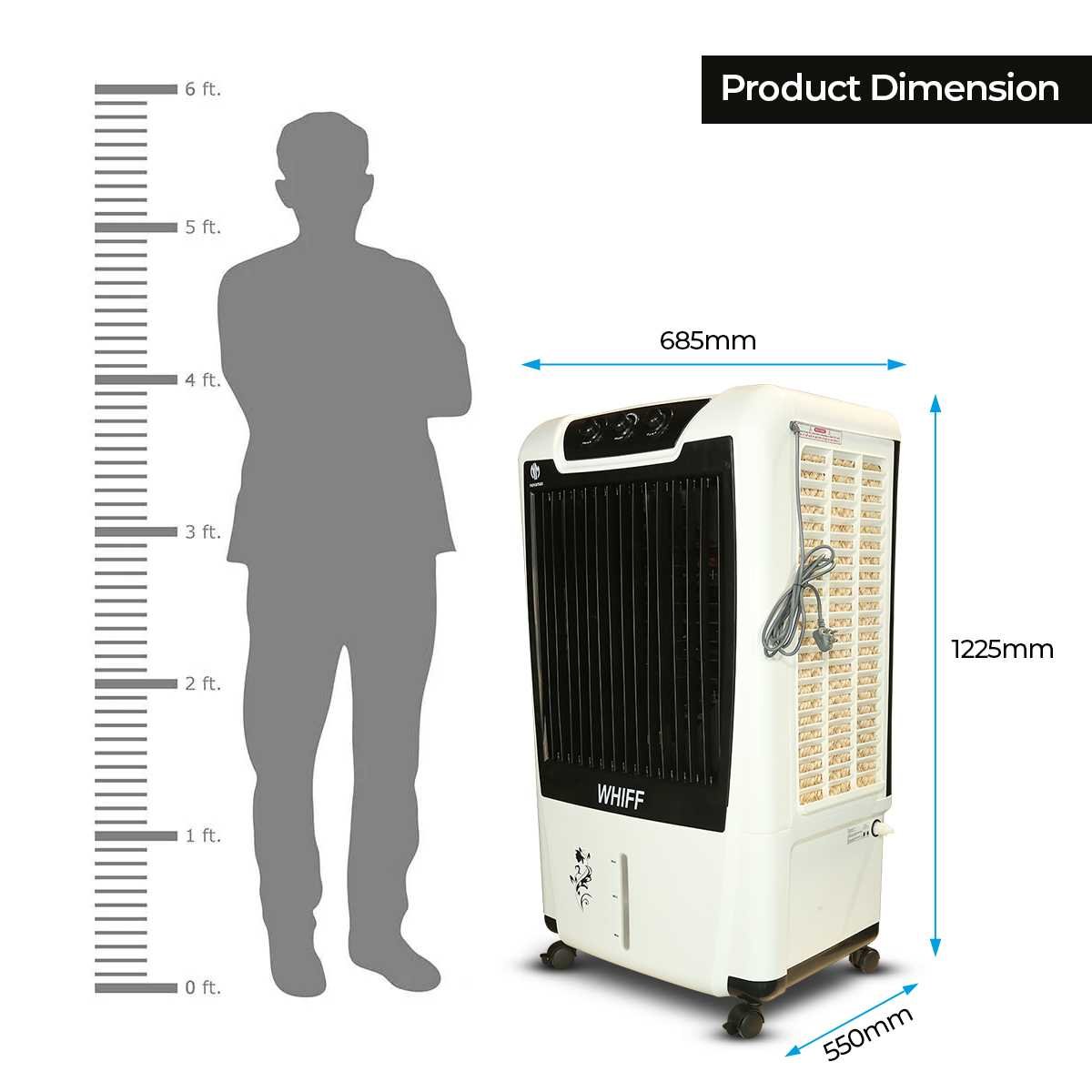 Novamax Whiff 100 L Heavy Duty Desert Air Cooler With 3-Side Honeycomb Cooling Pads, Auto Swing Technology, Powerful Air Throw, With Low Power Consumption (Black) — view 7